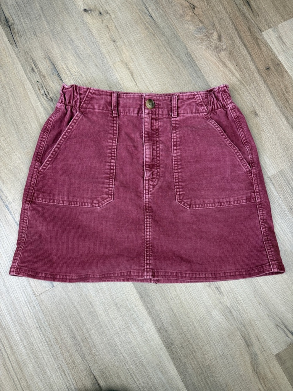 American Eagle Corduroy Mini Skirt Women 6 Mauve Pink Super Stretch Patch Pocket